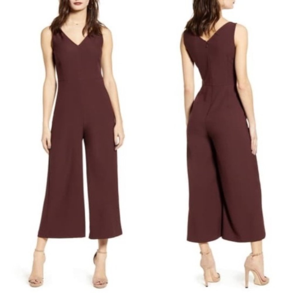 Leith V-Neck Wide Leg Crop Jumpsuit